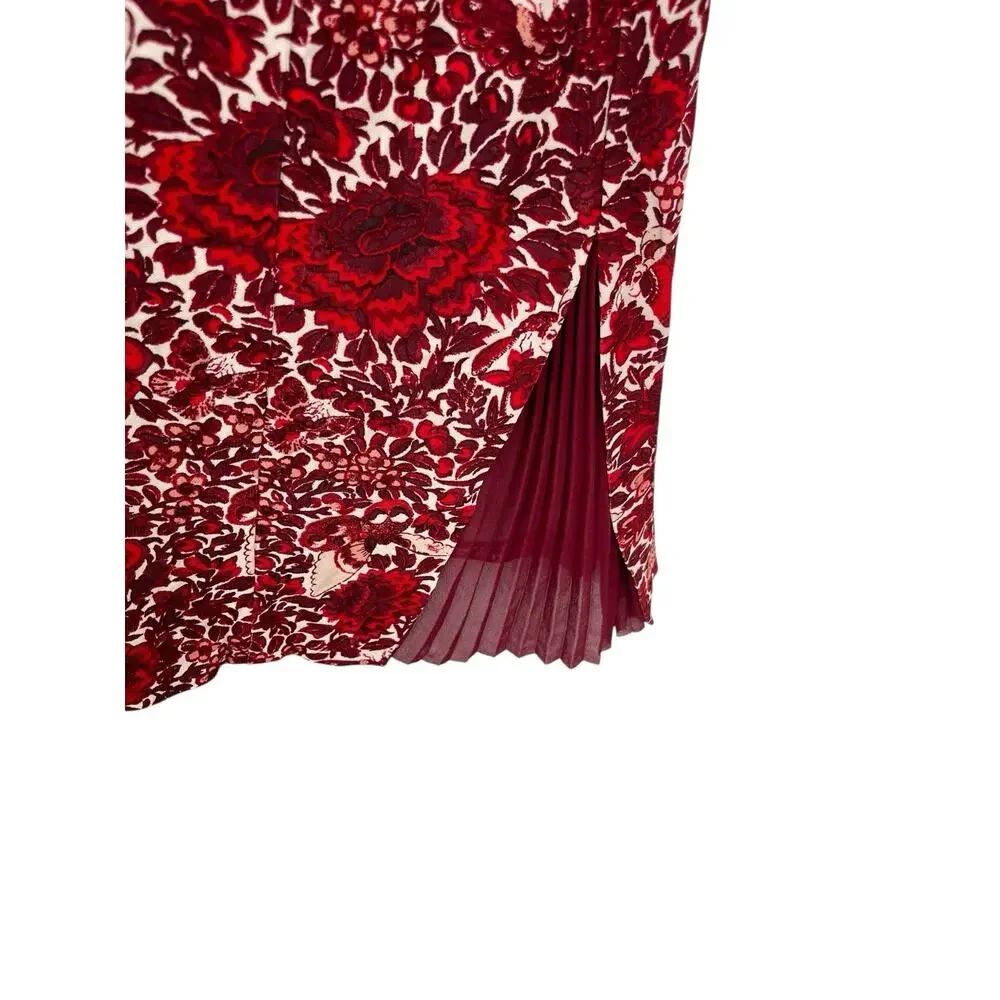 Tory Burch Ria Floral Butterfly Dress Side Hem Pleats Size XS